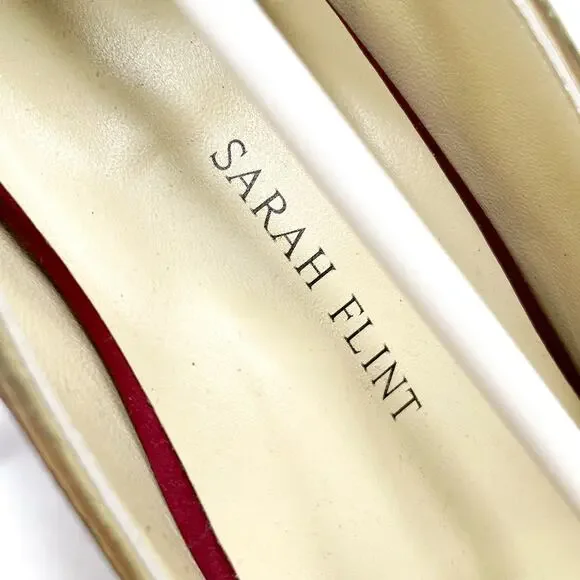 Sarah Flint Perfect Madeleine 85 Pumps Red Pointed Gold Bow Beaded Sz 41 / 10 US - Picture 6 of 11